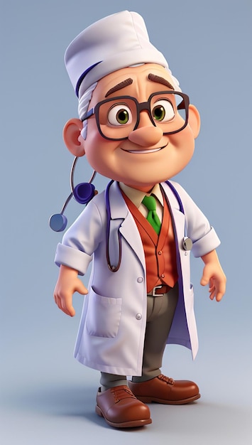 Photo a cute cartoon scientist a white background