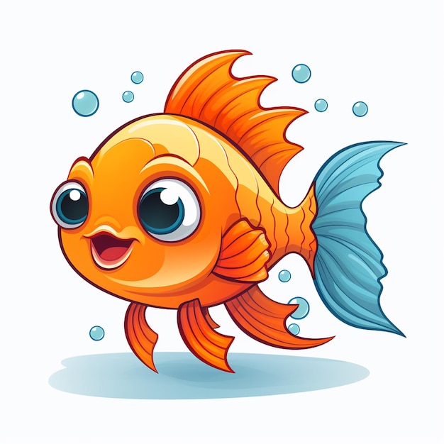 cute cartoon sea fish isolated on white background