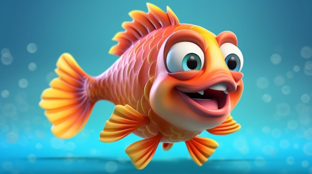 A cute cartoon shilong fish character Ai Generative