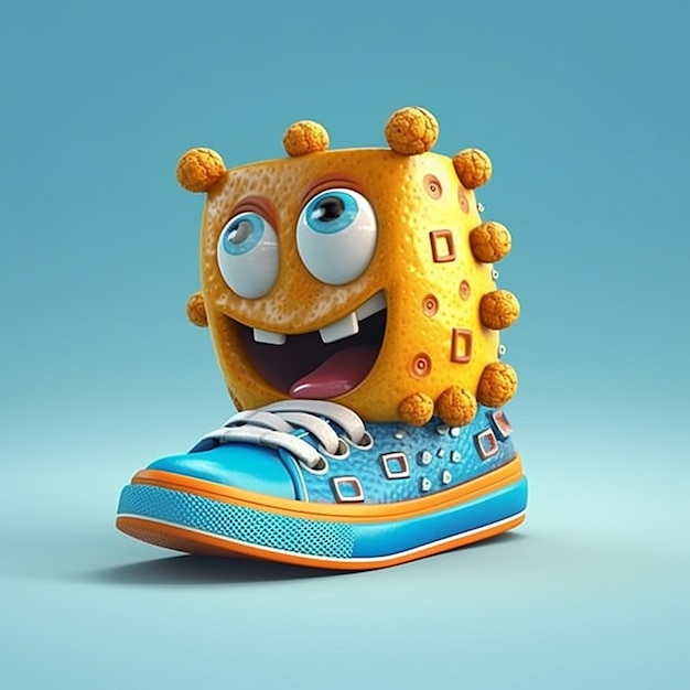 Photo cute cartoon shoes character 3d