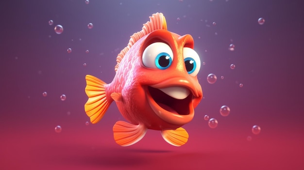 A cute cartoon shol fish character ai generative
