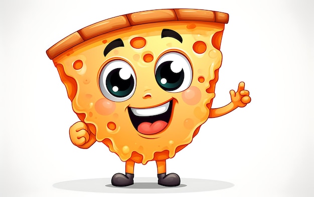 cute cartoon slice of pizza mascot giving thumbs up