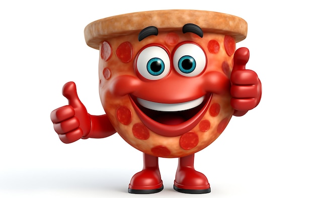 Photo cute cartoon slice of pizza mascot giving thumbs up