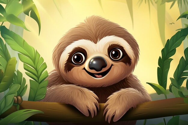 Cute Cartoon Sloth Banner with Room for Copy Generative Ai