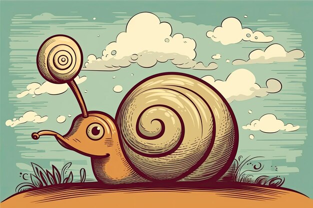 Cute cartoon snail enjoying a sweet lollipop treat Generative AI