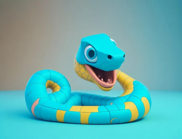 Cute Cartoon Snake Character 3D Render of snake Cute Snake Character