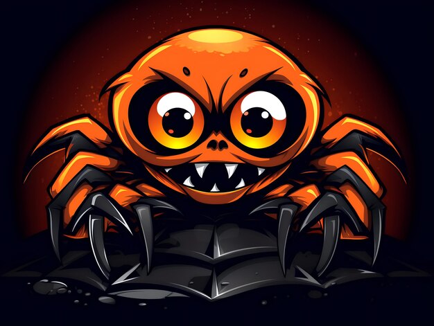 Photo cute cartoon spider template for a greeting card for halloween generative ai