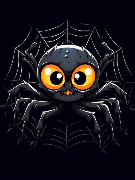 Photo cute cartoon spider template for a greeting card for halloween generative ai