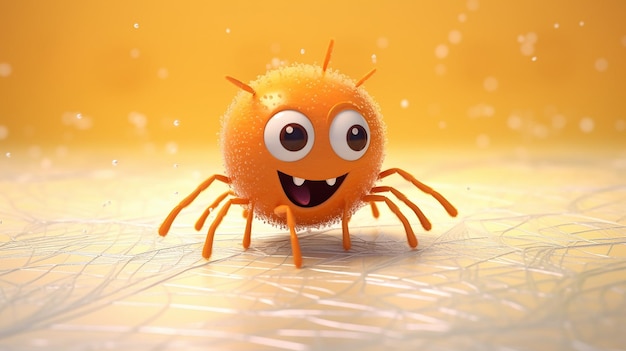 Cute cartoon spider with net character created by generative ai