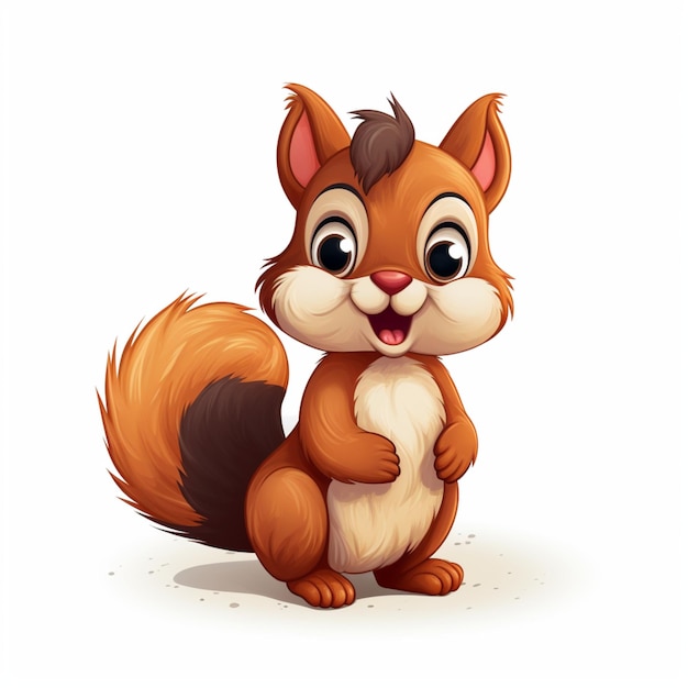 cute cartoon squirrel on white background