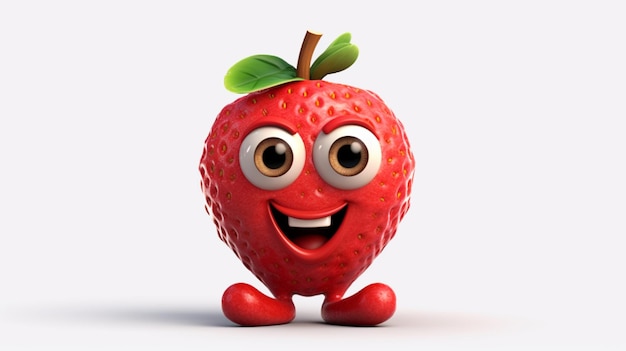 A cute cartoon strawberry fruits character Ai Generative