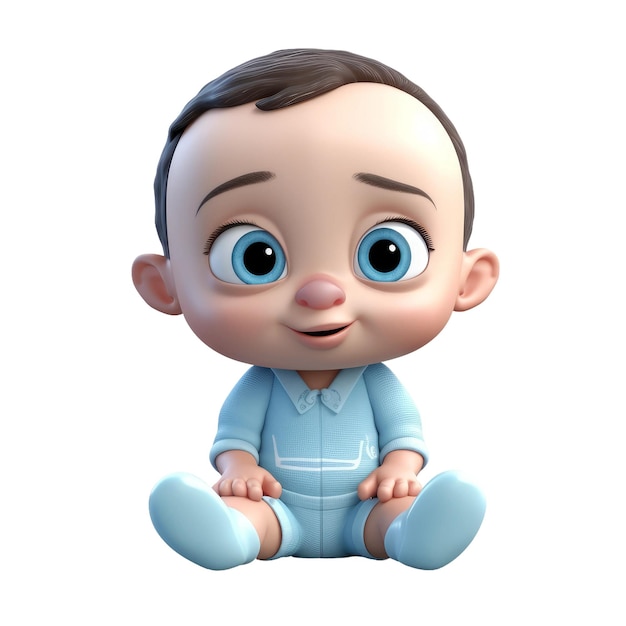 Cute cartoon style baby boy kid Transparent isolated background AI