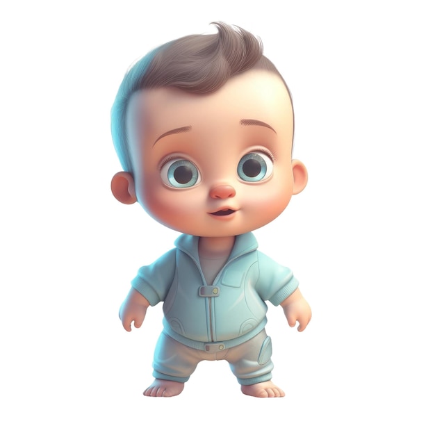 かわいい漫画スタイルの赤ちゃん男の子子供透明な孤立した背景 AI
