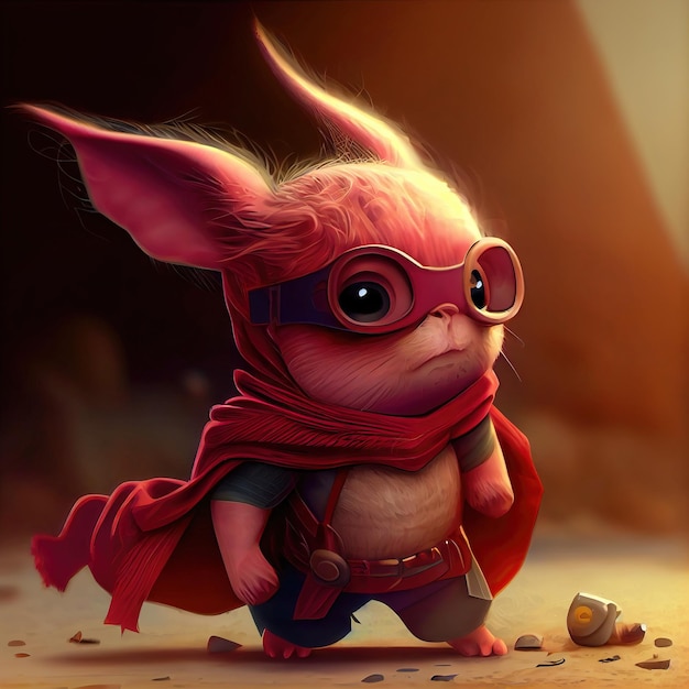 Cute cartoon style rabbit boxer fighter concept made with Generative AI