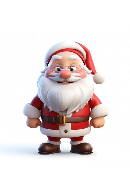 Photo a cute cartoon style santa claus on a white background