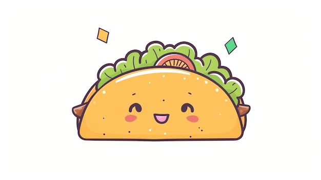 Photo cute cartoon taco with a smiling face