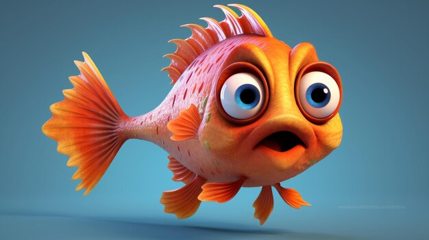 A cute cartoon tepa fish character Ai Generative