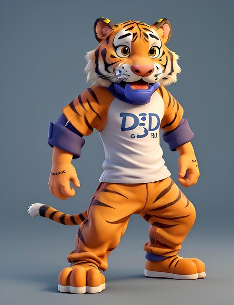 Cute Cartoon Tiger Dressed