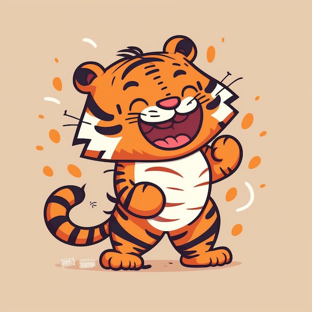 Photo cute cartoon tiger vector illustration