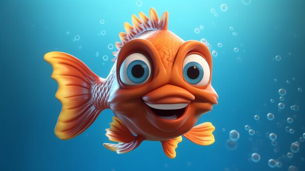 A cute cartoon titari fish character Ai Generative