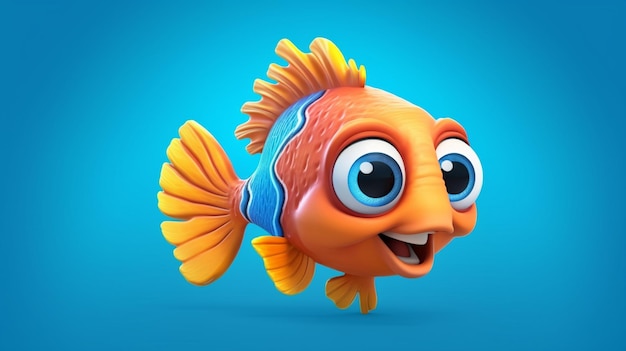 귀여운 만화 티타리 물고기 캐릭터 Ai Generative