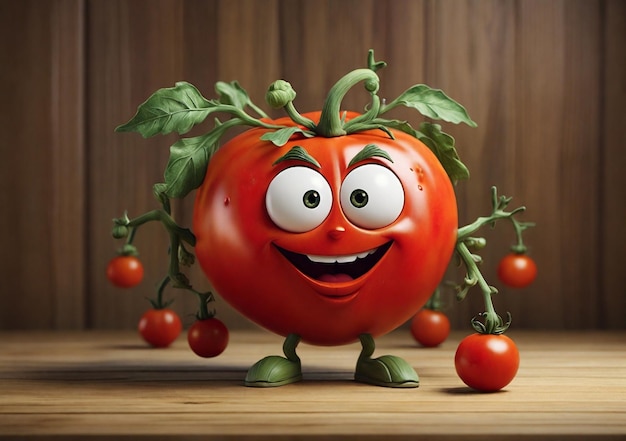 Cute Cartoon Tomato Character Ai generated