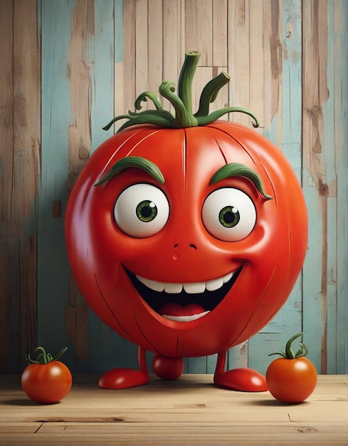 Cute Cartoon Tomato Character Ai generated