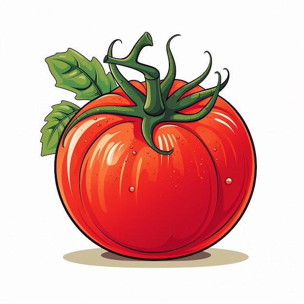 Cute cartoon tomato character vector illustration Vegetarian food concept