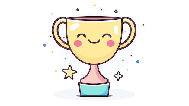 Photo cute cartoon trophy with a happy face