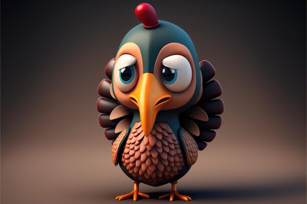 Cute Cartoon Turkey Character 3D