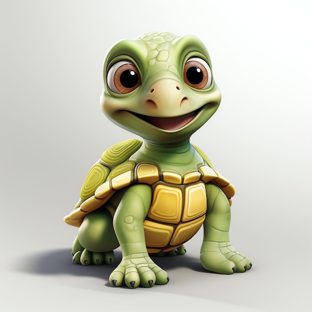 cute cartoon Turtle colour green white background