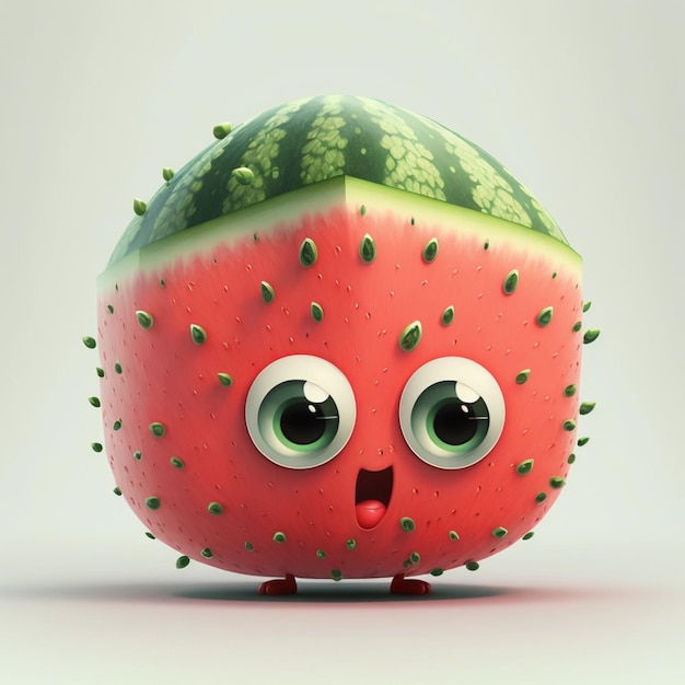 A cute cartoon watermelon character Ai generative