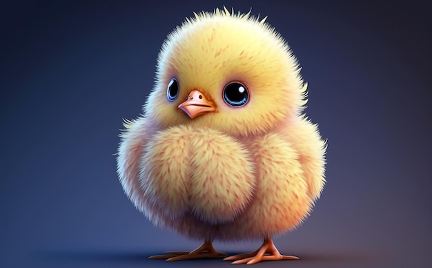 Cute Cartoon Yellow Baby Chick Using Generative AI