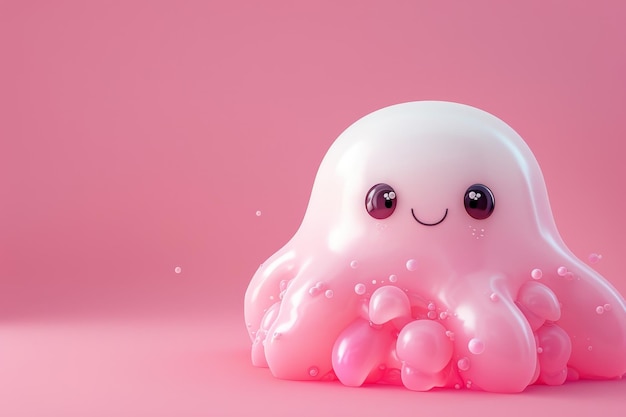 A cute cartoonish looking colorful octopus with a big smile on its face