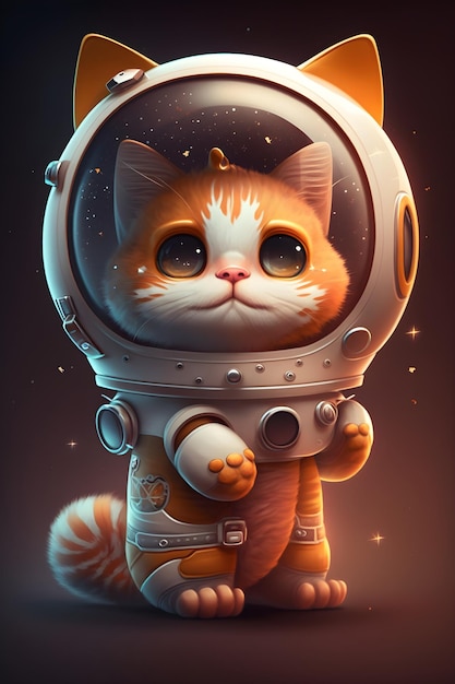 かわいい猫の宇宙飛行士