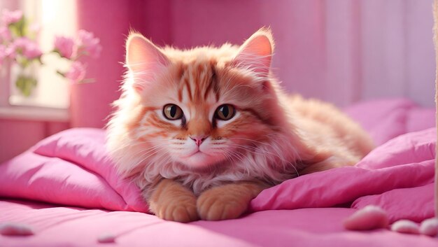 Cute cat in the bed