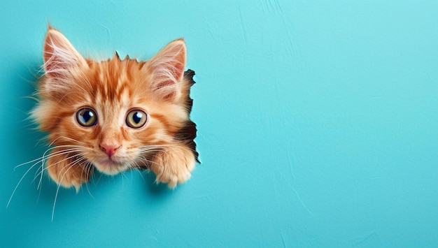 cute cat on blue background