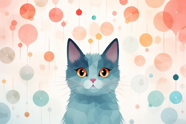 Cute cat boho style cat pattern wallpaper