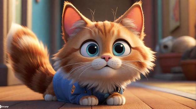 Photo a cute cat cartoon character