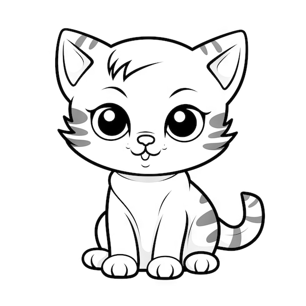 Photo cute cat cartoon coloring page illustration vector for kids coloring book