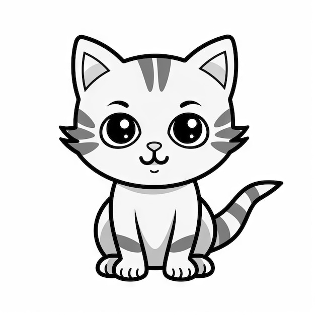 Photo cute cat cartoon coloring page illustration vector for kids coloring book