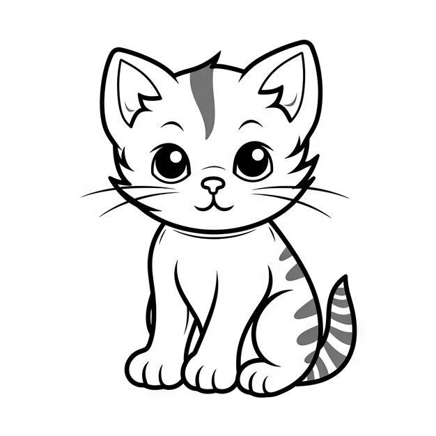 Cute cat cartoon coloring page illustration vector for kids coloring book