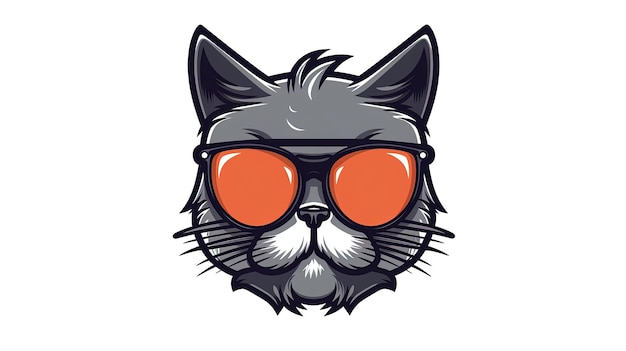 Cute cat cartoon illustration with glasses generated by AI