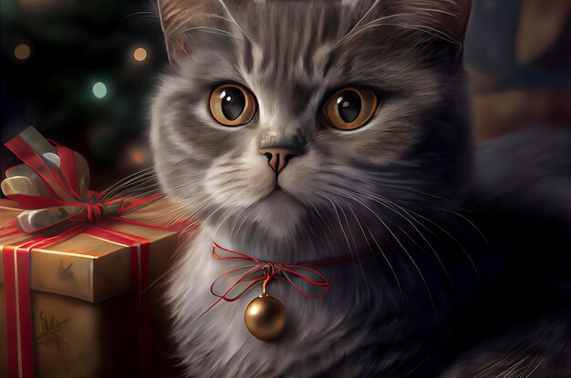 크리스마스 고양이 크리스마스 일러스트를 축하하는 귀여운 고양이