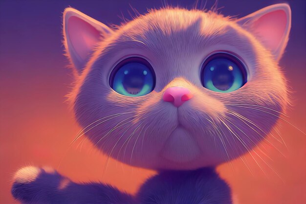 Cute Cat character brought to life in charming illustration AIGenerated