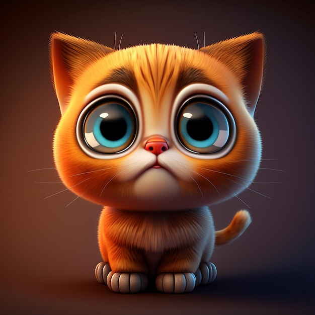 Cute cat character with big eyes