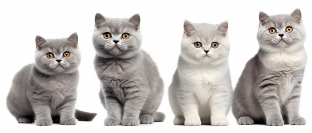 Cute cat collection isolated on white transparent background British shorthair silver tabby kitten