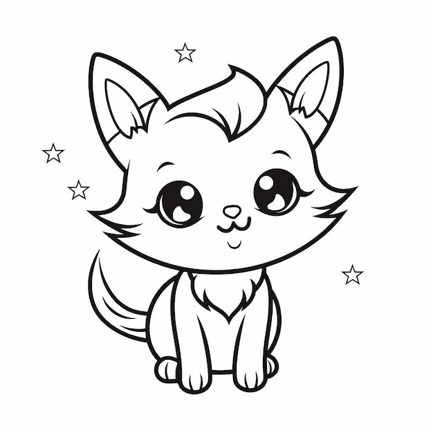 Photo cute cat coloring page