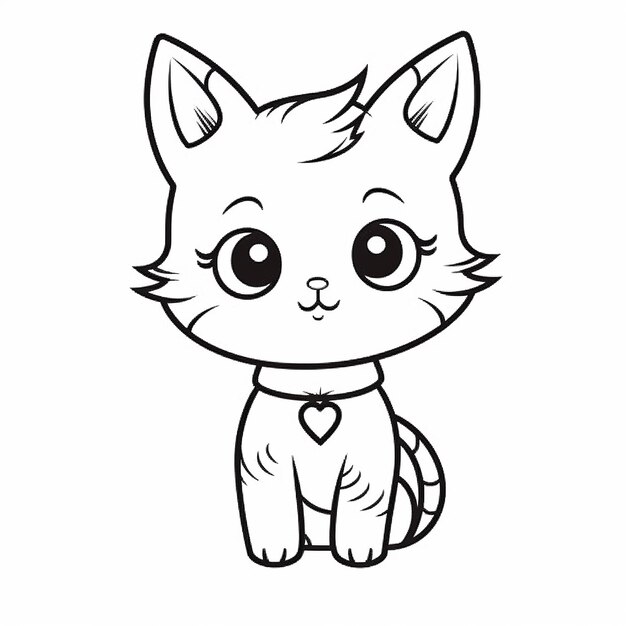 Photo cute cat coloring page