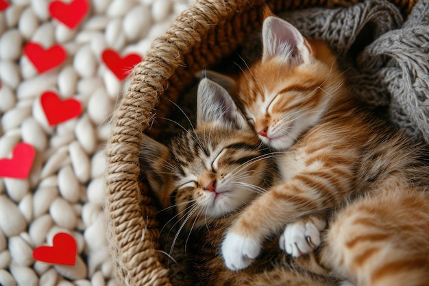 Миленькая кошачья пара любит День святого Валентина Прагма